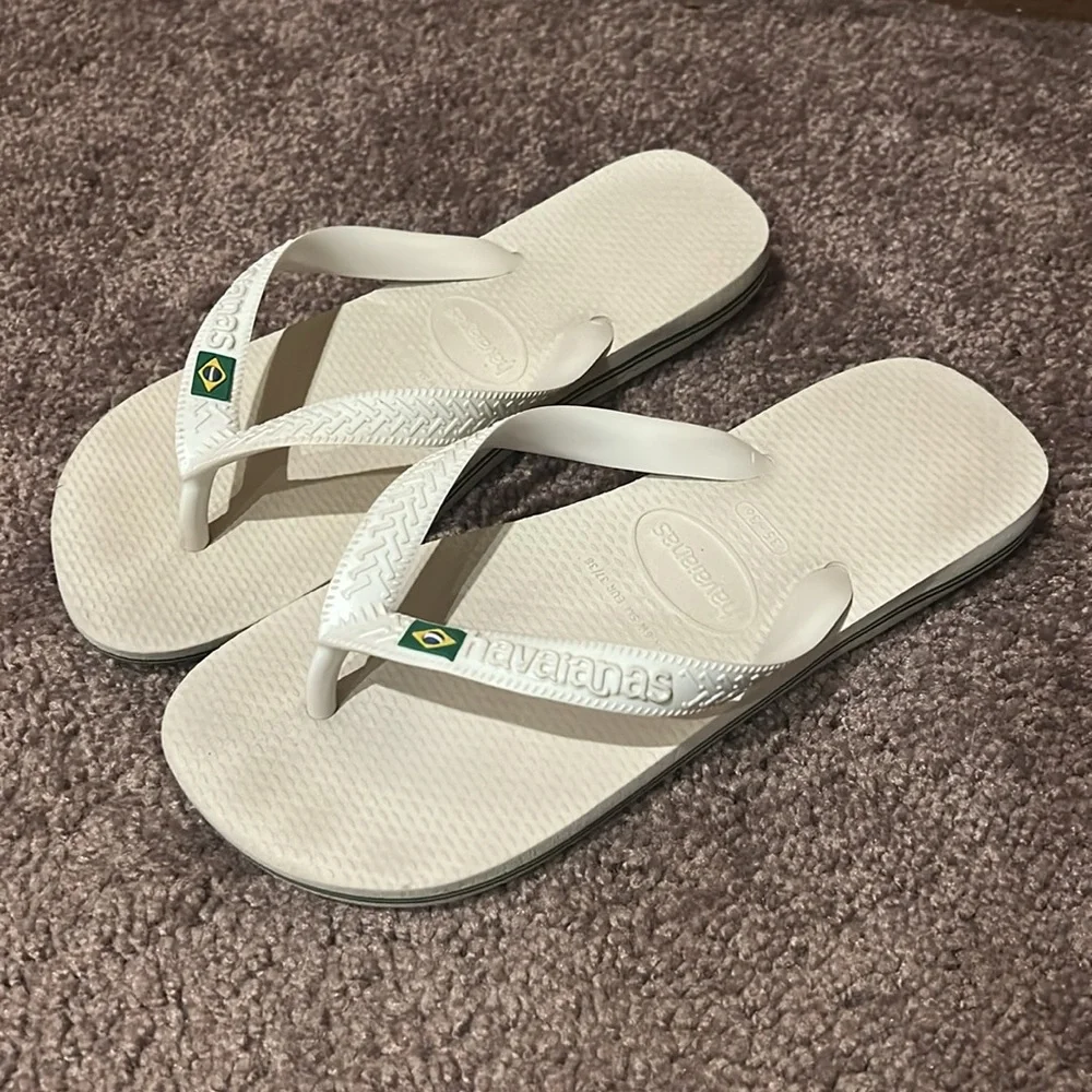 Havaianas unisex white rubber flip-flops